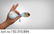 Creative juices and creativity concept as a fresh idea symbol or business ideas icon as a hand squeezing innovation from a light bulb with 3D render elements. Стоковое фото, агентство Ingram Publishing / Фотобанк Лори