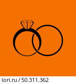 Wedding Rings Icon. Black on Orange Background. Vector Illustration. Стоковая иллюстрация, агентство Ingram Publishing / Фотобанк Лори