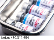 virus vaccine development of a coronavirus COVID-19, vaccine bottle in concept of insurance and fight against coronavirus 2019 ncov cure, medical research in laboratory to stop the spread of the virus. Стоковое фото, агентство Ingram Publishing / Фотобанк Лори