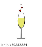 Champagne Glass With Heart Icon. Editable Outline With Color Fill Design. Vector Illustration. Стоковая иллюстрация, агентство Ingram Publishing / Фотобанк Лори