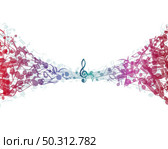 Multicolour  musical notes staff background. Vector illustration with transparency EPS10.. notes staff. Стоковая иллюстрация, агентство Ingram Publishing / Фотобанк Лори