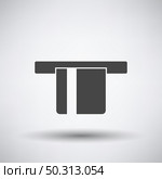Credit Card Sliding Out From ATM Icon. Dark Gray on Gray Background With Round Shadow. Vector Illustration. Стоковая иллюстрация, агентство Ingram Publishing / Фотобанк Лори