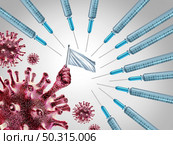 Winning the disease fight and virus vaccine or flu and coronavirus medical battle as a contagious pathogen cell surrendering to science medication as a health care metaphor for researching a cure with 3D illustration elements. Стоковое фото, агентство Ingram Publishing / Фотобанк Лори