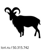 Maned ram silhouette. Smooth and clean lines. High detailed Maned ram silhouette. Vector Illustration.. deer and goats silhouettes set. Стоковая иллюстрация, агентство Ingram Publishing / Фотобанк Лори