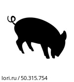 Piglet silhouette. Smooth and clean lines. High detailed Piglet  silhouette. Vector Illustration.. pigs and boars silhouettes set. Стоковая иллюстрация, агентство Ingram Publishing / Фотобанк Лори