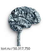 Brain metal accumulation concept and human mind lobe as a thinking organ made of metallic material as a neurology and neuroscience symbol. Стоковое фото, агентство Ingram Publishing / Фотобанк Лори