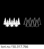Fir tree Christmas Coniferous Spruce Pine forest Evergreen woods Conifer silhouette white color vector illustration solid outline style simple image. Fir tree Christmas Coniferous Spruce Pine forest Evergreen woods Conifer silhouette white color vector illustration solid outline style image. Стоковая иллюстрация, агентство Ingram Publishing / Фотобанк Лори