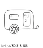 Icon Of Camping Family Caravan Car. Hand Drawn Sketch Design. Vector Illustration. Стоковая иллюстрация, агентство Ingram Publishing / Фотобанк Лори