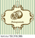 Icon Of Pomegranate. Hand Drawn Sketch. Retro Vintage Design. Vector Illustration. Стоковая иллюстрация, агентство Ingram Publishing / Фотобанк Лори