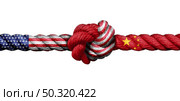 China United States collaboration and economic interdependence and partnership as an east west import and exports and trade concept as a 3D illustration style. Стоковое фото, агентство Ingram Publishing / Фотобанк Лори