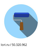 Icon Of Construction Paint Brushes. Flat Circle Stencil Design With Long Shadow. Vector Illustration. Стоковая иллюстрация, агентство Ingram Publishing / Фотобанк Лори