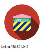 Birthday Gift Envelop Icon With Money. Flat Circle Stencil Design With Long Shadow. Vector Illustration. Стоковая иллюстрация, агентство Ingram Publishing / Фотобанк Лори