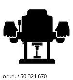Fixed base router Electric wood plunge milling cutter power tool in hand holding power tool use Arm using instrument icon black color vector illustration flat style simple image. Fixed base router Electric wood plunge milling cutter power tool in hand holding power tool use Arm using instrument icon black color vector illustration flat style image. Стоковая иллюстрация, агентство Ingram Publishing / Фотобанк Лори