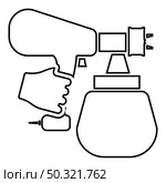 Spray gun holding in hand Sprayer using Arm use tool atomizer pulverizer contour outline icon black color vector illustration flat style simple image. Spray gun holding in hand Sprayer using Arm use tool atomizer pulverizer contour outline icon black color vector illustration flat style image. Стоковая иллюстрация, агентство Ingram Publishing / Фотобанк Лори