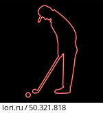 Neon golfer red color vector illustration flat style light image. Neon golfer red color vector illustration flat style image. Стоковая иллюстрация, агентство Ingram Publishing / Фотобанк Лори