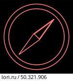 Neon compass red color vector illustration flat style light image. Neon compass red color vector illustration flat style image. Стоковая иллюстрация, агентство Ingram Publishing / Фотобанк Лори