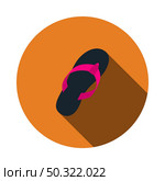 Flip Flop Icon. Flat Circle Stencil Design With Long Shadow. Vector Illustration. Стоковая иллюстрация, агентство Ingram Publishing / Фотобанк Лори