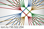 Converge together and Business teams success connecting with unity teamwork as a concept or metaphor for joining a partnership of diversity as diverse ropes connected as a symbol for cooperation and working collaboration. Стоковое фото, агентство Ingram Publishing / Фотобанк Лори