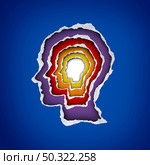 Mental disorders and memory loss or brain aging due to dementia and alzheimer’s disease as a medical psychology or psychiatry symbol as torn paper shaped as a human head as a suffering person in a 3d illustration style. Стоковое фото, агентство Ingram Publishing / Фотобанк Лори