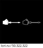 Screw driver in hand tool in use Arm with screwdriver for unscrewing icon white color vector illustration flat style simple image set. Screw driver in hand tool in use Arm with screwdriver for unscrewing icon white color vector illustration flat style image set. Стоковая иллюстрация, агентство Ingram Publishing / Фотобанк Лори