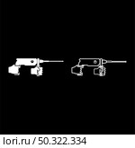 Electric rotary hammer drill in hand holding tool use Arm using Power tool icon white color vector illustration flat style simple image set. Electric rotary hammer drill in hand holding tool use Arm using Power tool icon white color vector illustration flat style image set. Стоковая иллюстрация, агентство Ingram Publishing / Фотобанк Лори
