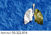 Environmental lung disease and cancer of the lungs as a toxic carcinogenic concept as a decline in respiratory function caused by pollution in a dirty environment with 3D illustration elements. Стоковое фото, агентство Ingram Publishing / Фотобанк Лори