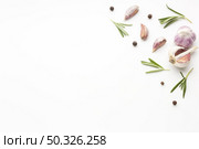 herbs garlic aligned triangle shape. Resolution and high quality beautiful photo. herbs garlic aligned triangle shape. High quality beautiful photo concept. Стоковое фото, агентство Ingram Publishing / Фотобанк Лори