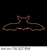 Neon night bat red color vector illustration flat style light image. Neon night bat red color vector illustration flat style image. Стоковая иллюстрация, агентство Ingram Publishing / Фотобанк Лори