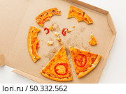leftover pizza food box. High resolution photo. leftover pizza food box. High quality photo. Стоковое фото, агентство Ingram Publishing / Фотобанк Лори