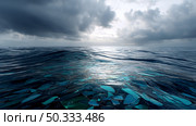 Black crude oil spilled, struggling to clean up a devastating oil spill from a tanker, nature ruined by human negligence. A global issue, threatening ocean wildlife and calling for urgent action to protect the environment. Стоковое AI-изображение, AI-художник ALLA YURTAYEVA / Фотобанк Лори