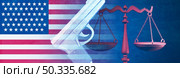 United States Gun laws and US weapon legislation concept as a handgun with a justice scale as an American legal rights idea as a 3D illustration. Стоковое фото, агентство Ingram Publishing / Фотобанк Лори