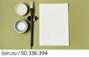 assortment chinese ink with empty paper. Стоковое фото, агентство Ingram Publishing / Фотобанк Лори