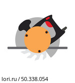 Icon Of Circular Saw. Flat Color Design. Vector Illustration. Стоковая иллюстрация, агентство Ingram Publishing / Фотобанк Лори
