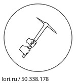 Mining pickaxe Mattock pick axe in hand icon in circle round black color vector illustration image outline contour line thin style simple. Mining pickaxe Mattock pick axe in hand icon in circle round black color vector illustration image outline contour line thin style. Стоковая иллюстрация, агентство Ingram Publishing / Фотобанк Лори