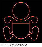 Neon toddler boy with diapers red color vector illustration image flat style light. Neon toddler boy with diapers red color vector illustration image flat style. Стоковая иллюстрация, агентство Ingram Publishing / Фотобанк Лори