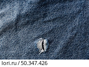 coarse denim surface with tear. Стоковое фото, агентство Ingram Publishing / Фотобанк Лори
