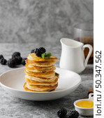 delicious pancakes with blackberry. Стоковое фото, агентство Ingram Publishing / Фотобанк Лори