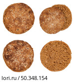 Slices of round rye bread isolated on a white background. Стоковое фото, агентство Ingram Publishing / Фотобанк Лори