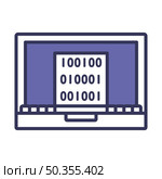 Laptop With Binary Code Icon. Editable Bold Outline With Color Fill Design. Vector Illustration. Стоковая иллюстрация, агентство Ingram Publishing / Фотобанк Лори