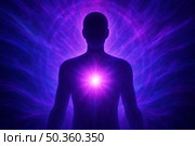 Abstract human figure with glowing aura. Стоковое AI-изображение, AI-художник Андрей Бакусов / Фотобанк Лори