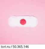 top view sanitary towel with paper flower. Стоковое фото, агентство Ingram Publishing / Фотобанк Лори