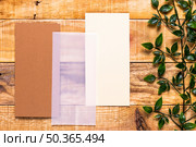brown invitation wooden table. Стоковое фото, агентство Ingram Publishing / Фотобанк Лори