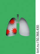 lungs made out paper with viruses. Стоковое фото, агентство Ingram Publishing / Фотобанк Лори