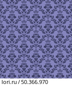 Damask Seamless Vector Pattern.  Elegant Design in Royal  Baroque Style Background Texture in Very Peri color. Floral and Swirl Element.  Ideal for Textile Print and Wallpapers. Стоковая иллюстрация, агентство Ingram Publishing / Фотобанк Лори