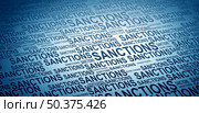 Economic sanctions and government restrictions or punitive tariffs as a financial penalty or commercial sanction and trade barrier as a background in a 3D illustration style. Стоковое фото, агентство Ingram Publishing / Фотобанк Лори
