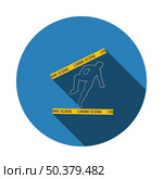 Crime Scene Icon. Flat Circle Stencil Design With Long Shadow. Vector Illustration. Стоковая иллюстрация, агентство Ingram Publishing / Фотобанк Лори