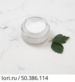 body butter with leaves marble background. Стоковое фото, агентство Ingram Publishing / Фотобанк Лори