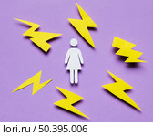 cartoon woman surrounded by thunders. Стоковое фото, агентство Ingram Publishing / Фотобанк Лори