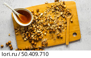 top view food ingredients with crushed chickpeas. Стоковое фото, агентство Ingram Publishing / Фотобанк Лори