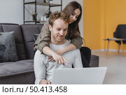 loving woman man making plans renovate household together. Стоковое фото, агентство Ingram Publishing / Фотобанк Лори
